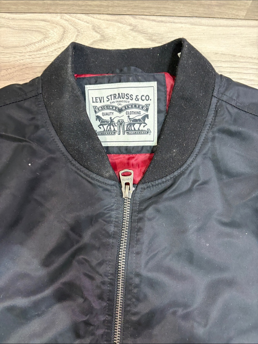Signature by Levi Strauss Black Bomber Jacket with Red Trim - Picture 5 of 8
